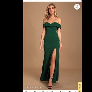 Lulu's Emerald Green Off-Shoulder Dress